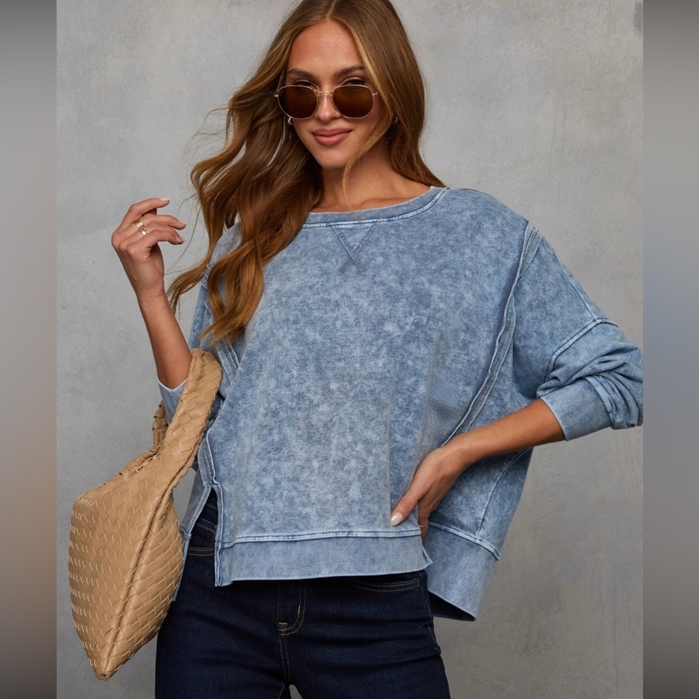 VICI - Acid Wash Pullover Sweatshirt